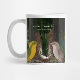 Golden Bowerbirds (text) Mug